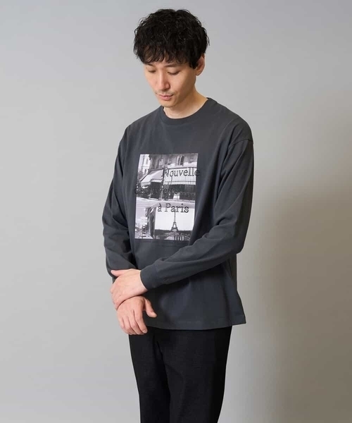 a.v.v（アーヴェヴェ）の「【綿100％】フォトプリントワイドシルエットカットソー　ロンT（Tシャツ/カットソー・メンズ・ホワイト/チャコールグレー・50/46/48/44）」の13枚目の写真