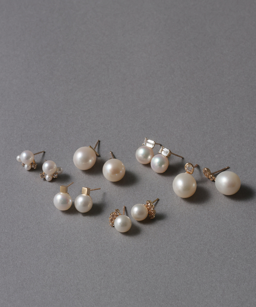 ポテトパールキューブピアス K10（両耳）（ピアス（両耳用））｜Lilas