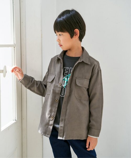 ikka（イッカ）の「【親子コーデ】フェイクスエード／デニムシャウター（110~160cm）（シャツ/ブラウス・キッズ・ブルー/スモークグレー・S/M/L/XL/XS）」の5枚目の写真