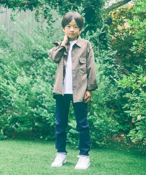 ikka（イッカ）の「【親子コーデ】フェイクスエード／デニムシャウター（110~160cm）（シャツ/ブラウス・キッズ・ブルー/スモークグレー・S/M/L/XL/XS）」の14枚目の写真