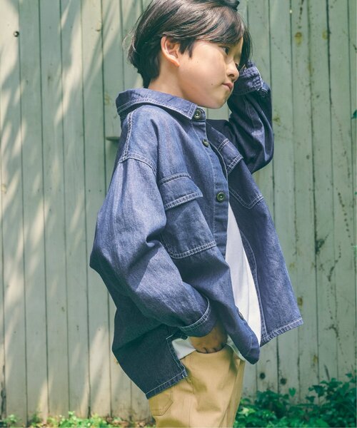 ikka（イッカ）の「【親子コーデ】フェイクスエード／デニムシャウター（110~160cm）（シャツ/ブラウス・キッズ・ブルー/スモークグレー・S/M/L/XL/XS）」の20枚目の写真