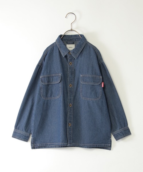 ikka（イッカ）の「【親子コーデ】フェイクスエード／デニムシャウター（110~160cm）（シャツ/ブラウス・キッズ・ブルー/スモークグレー・S/M/L/XL/XS）」の2枚目の写真