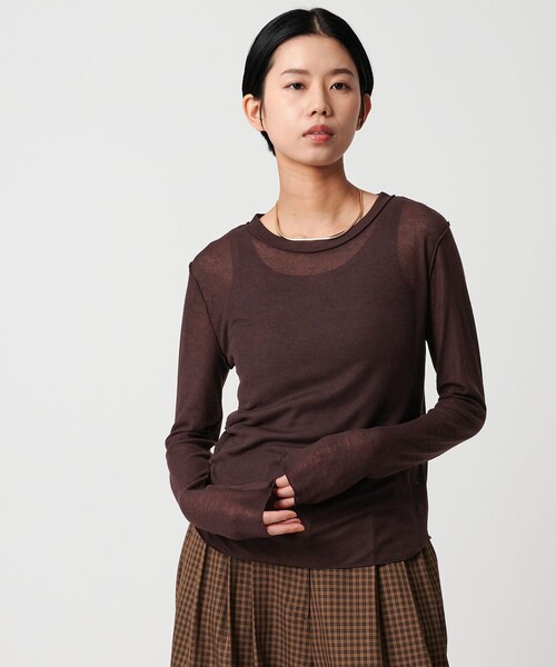CITEN(シテン)の「<CITEN>エッセンシャルシアトップ(Tシャツ/カットソー・レディース・ホワイト/ブラック/ダークブラウン/レッド・FREE)」の1枚目の写真