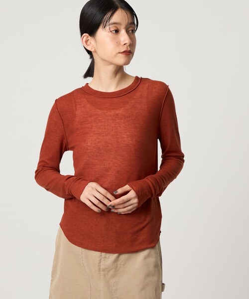 CITEN(シテン)の「<CITEN>エッセンシャルシアトップ(Tシャツ/カットソー・レディース・ホワイト/ブラック/ダークブラウン/レッド・FREE)」の4枚目の写真