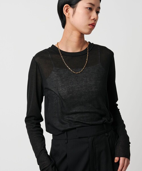 CITEN(シテン)の「<CITEN>エッセンシャルシアトップ(Tシャツ/カットソー・レディース・ホワイト/ブラック/ダークブラウン/レッド・FREE)」の3枚目の写真