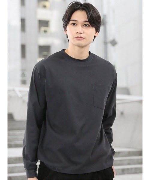 m.f.editorial（エムエフエディトリアル）の「【ストレッチ 高通気 撥水】KAITEKI+ マジ軽ウォーム クルーネック長袖Tシャツ（Tシャツ/カットソー・メンズ・グレー系その他2/ネイビー/ホワイト/ブラック・LARGE/MEDIUM）」の4枚目の写真