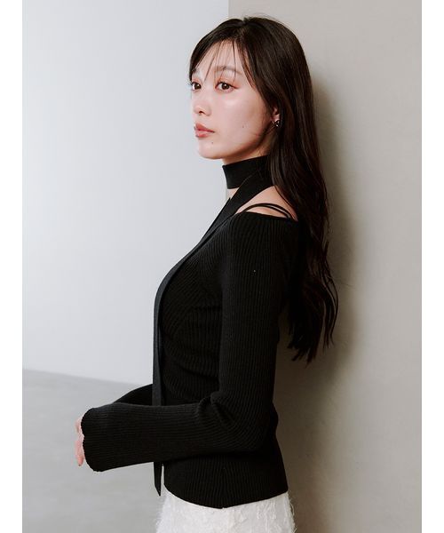 SNIDEL（スナイデル）の「タイ付きニットプルオーバー（ニット/セーター・レディース・アイボリー/ブラック/ライトブルー/ブラウン・F）」の14枚目の写真