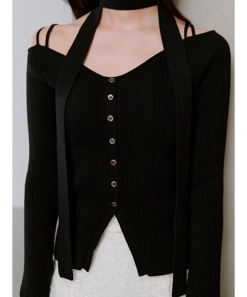 SNIDEL（スナイデル）の「タイ付きニットプルオーバー（ニット/セーター・レディース・アイボリー/ブラック/ライトブルー/ブラウン・F）」の15枚目の写真