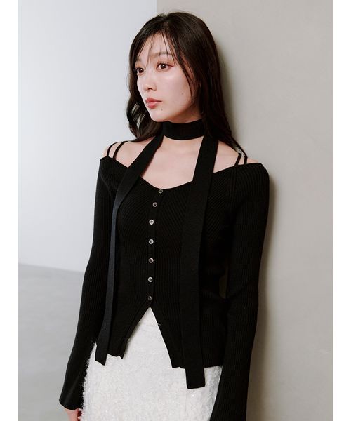 SNIDEL（スナイデル）の「タイ付きニットプルオーバー（ニット/セーター・レディース・アイボリー/ブラック/ライトブルー/ブラウン・F）」の18枚目の写真