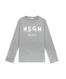 MSGM KIDS（エムエスジーエムキッズ）の「【Basci Color】MSGM KIDS ブラッシュロゴ ロングスリーブTシャツ（Tシャツ/カットソー）」