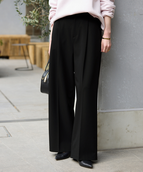 SLOBE IENA（スローブイエナ）の「《WEBのみ4サイズ展開》TRワイドトラウザー（スラックス・レディース・ブラック/グレー・34/36/38/40）」の5枚目の写真