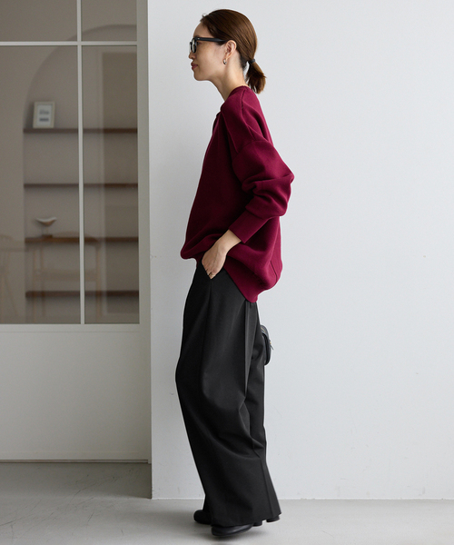 SLOBE IENA（スローブイエナ）の「《WEBのみ4サイズ展開》TRワイドトラウザー（スラックス・レディース・ブラック/グレー・34/36/38/40）」の8枚目の写真