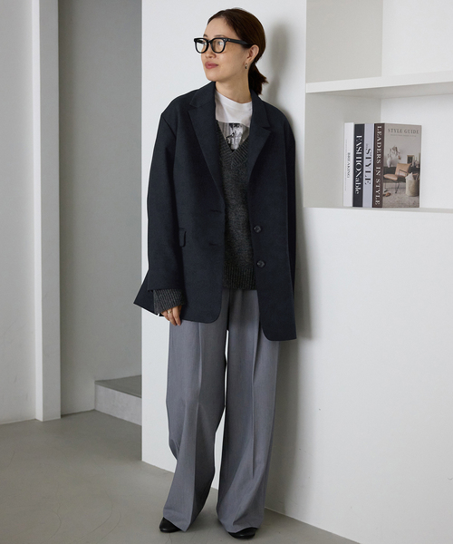 SLOBE IENA（スローブイエナ）の「《WEBのみ4サイズ展開》TRワイドトラウザー（スラックス・レディース・ブラック/グレー・34/36/38/40）」の5枚目の写真