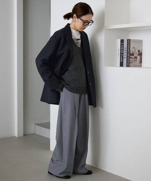 SLOBE IENA（スローブイエナ）の「《WEBのみ4サイズ展開》TRワイドトラウザー（スラックス・レディース・ブラック/グレー・34/36/38/40）」の8枚目の写真