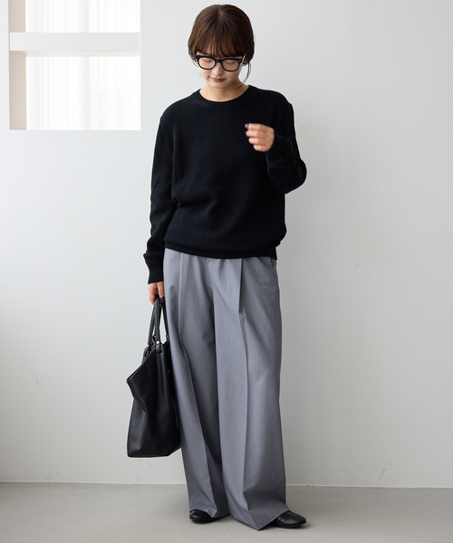 SLOBE IENA（スローブイエナ）の「《WEBのみ4サイズ展開》TRワイドトラウザー（スラックス・レディース・ブラック/グレー・34/36/38/40）」の12枚目の写真