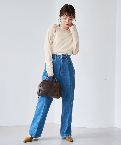 coen（コーエン）の「シアーベロアロンT（Tシャツ/カットソー・レディース・ターコイズブルー/オフホワイト/ブラック/ダークブラウン・M/L）」の8枚目の写真