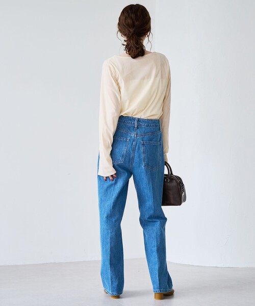 coen（コーエン）の「シアーベロアロンT（Tシャツ/カットソー・レディース・ターコイズブルー/オフホワイト/ブラック/ダークブラウン・M/L）」の9枚目の写真