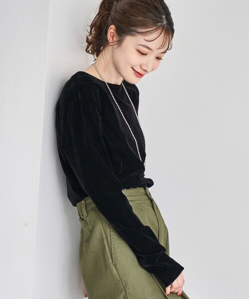 coen（コーエン）の「シアーベロアロンT（Tシャツ/カットソー・レディース・ターコイズブルー/オフホワイト/ブラック/ダークブラウン・M/L）」の11枚目の写真