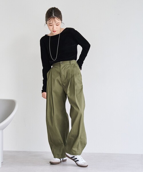 coen（コーエン）の「シアーベロアロンT（Tシャツ/カットソー・レディース・ターコイズブルー/オフホワイト/ブラック/ダークブラウン・M/L）」の13枚目の写真