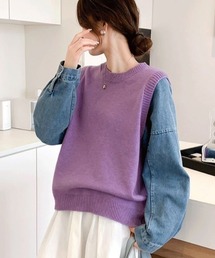 ニット/セーター デニムベスト ベスト デニム」に該当するレディースの