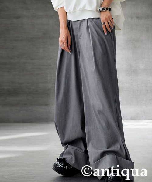 antiqua(アンティカ)の「エクストラワイドパンツ(その他パンツ・レディース・ブラック/グレー・ONESIZE)」の5枚目の写真