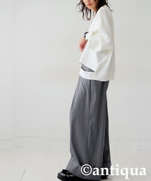 antiqua(アンティカ)の「エクストラワイドパンツ(その他パンツ・レディース・ブラック/グレー・ONESIZE)」の6枚目の写真