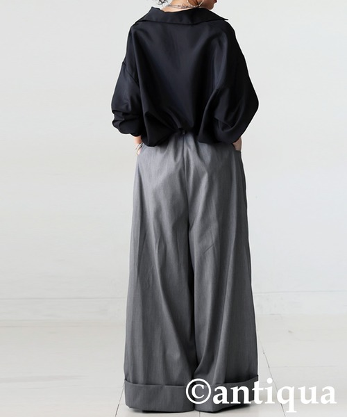 antiqua(アンティカ)の「エクストラワイドパンツ(その他パンツ・レディース・ブラック/グレー・ONESIZE)」の9枚目の写真