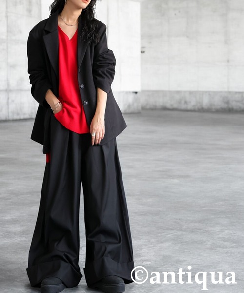 antiqua(アンティカ)の「エクストラワイドパンツ(その他パンツ・レディース・ブラック/グレー・ONESIZE)」の3枚目の写真