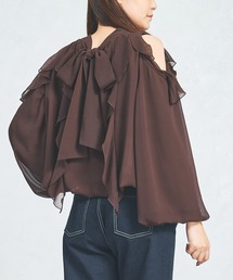 レディースのシャツ/ブラウス（ブラウン/茶色系・フリル）ファッション