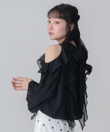 一部店舗限定 バックリボンフリルブラウス