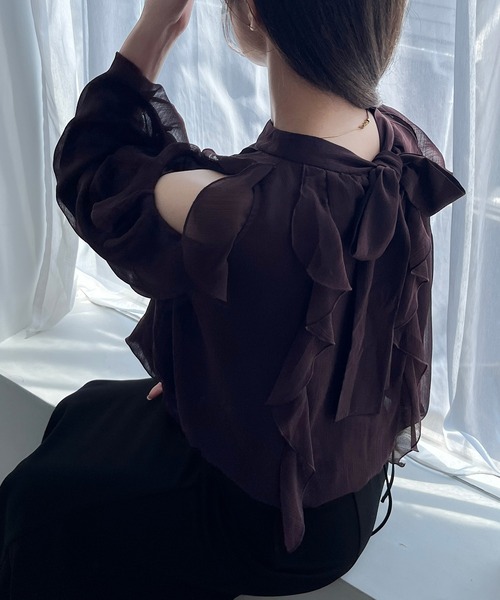 MISCH MASCH(ミッシュマッシュ)の「一部店舗限定 バックリボンフリルブラウス(シャツ/ブラウス・レディース・ブラウン/ピンク/ブラック・フリ-)」の10枚目の写真