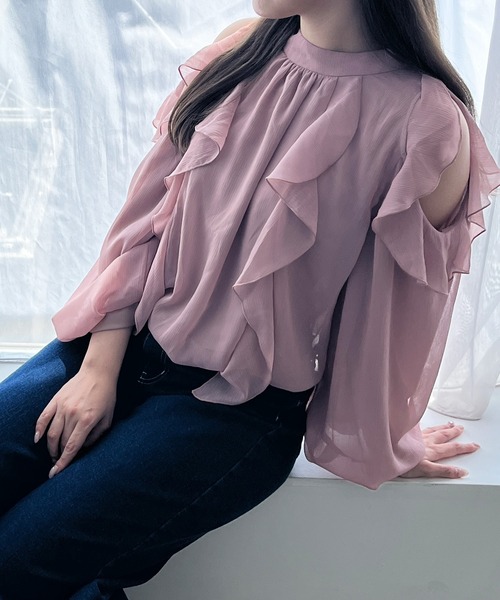 MISCH MASCH(ミッシュマッシュ)の「一部店舗限定 バックリボンフリルブラウス(シャツ/ブラウス・レディース・ブラウン/ピンク/ブラック・フリ-)」の4枚目の写真