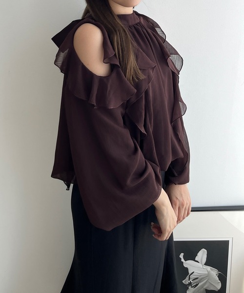 MISCH MASCH(ミッシュマッシュ)の「一部店舗限定 バックリボンフリルブラウス(シャツ/ブラウス・レディース・ブラウン/ピンク/ブラック・フリ-)」の11枚目の写真