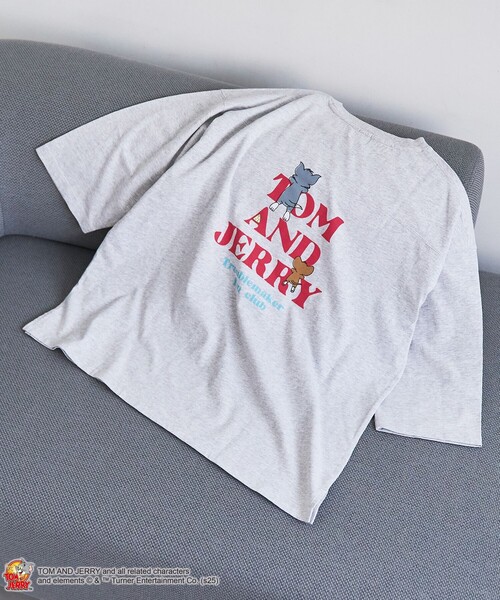 Tom&Jerry(トムアンドジェリー)の「【TOM and JERRY (トムとジェリー)/ 別注】 プリントフットボールTシャツ(Tシャツ/カットソー・レディース・ナチュラル/オレンジ系その他/ライトグレー/ダークグレー・M/L)」の2枚目の写真