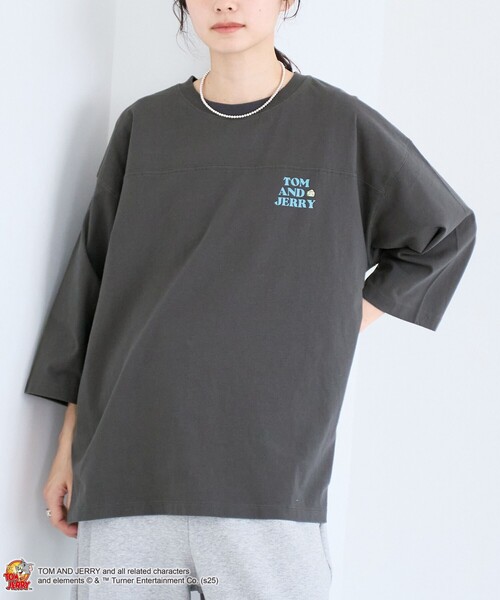 Tom&Jerry(トムアンドジェリー)の「【TOM and JERRY (トムとジェリー)/ 別注】 プリントフットボールTシャツ(Tシャツ/カットソー・レディース・ナチュラル/オレンジ系その他/ライトグレー/ダークグレー・M/L)」の8枚目の写真