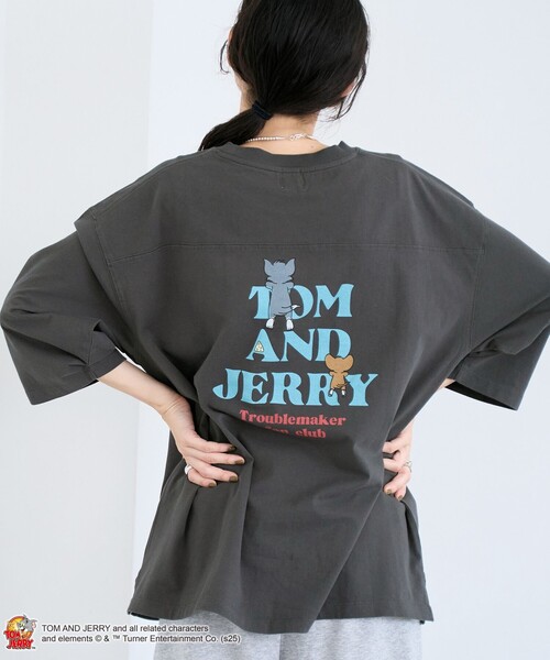 Tom&Jerry(トムアンドジェリー)の「【TOM and JERRY (トムとジェリー)/ 別注】 プリントフットボールTシャツ(Tシャツ/カットソー・レディース・ナチュラル/オレンジ系その他/ライトグレー/ダークグレー・M/L)」の9枚目の写真