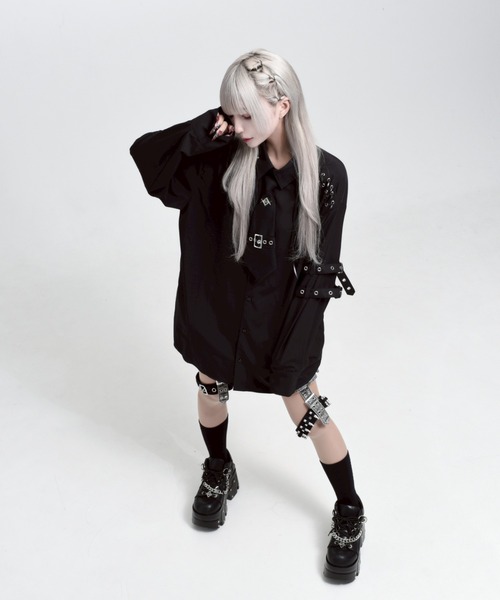 REFLEM(レフレム)の「『REFLEM/レフレム』ステッチ入りネクタイ付きシャツ(シャツ/ブラウス・レディース・ホワイト/ブラック・FREE)」の4枚目の写真