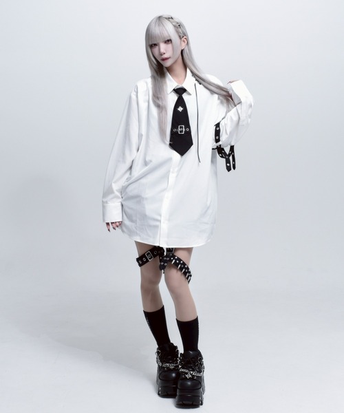 REFLEM(レフレム)の「『REFLEM/レフレム』ステッチ入りネクタイ付きシャツ(シャツ/ブラウス・レディース・ホワイト/ブラック・FREE)」の7枚目の写真