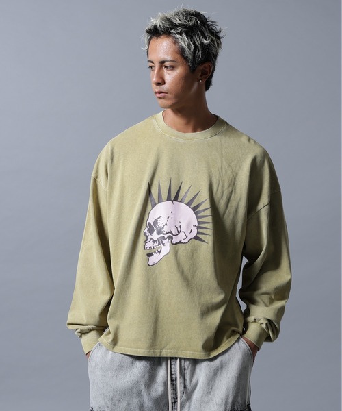 DANKE SCHON(ダンケシェーン)の「【WEB&DEPOT限定】DankeSchon/ダンケシェーン/PIGMENT L/S TEE SKULL(Tシャツ/カットソー・メンズ・ベージュ/ブラック・M/L)」の1枚目の写真