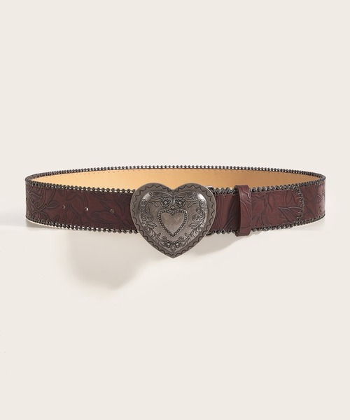 lilful（リルフル）の「ハートデザイン スタッズラインベルト（ベルト・レディース・ブラウン/ブラック・F）」の5枚目の写真