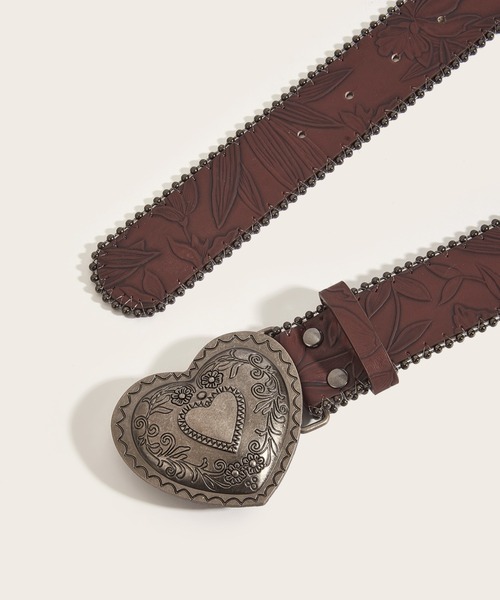 lilful（リルフル）の「ハートデザイン スタッズラインベルト（ベルト・レディース・ブラウン/ブラック・F）」の3枚目の写真