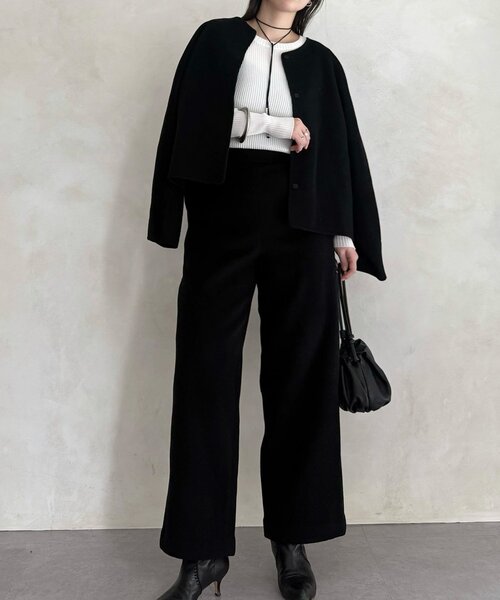 BEARDSLEY（ビアズリー）の「《15 quinze》ウールビーバーパンツ（その他パンツ・レディース・ベージュ/ブラック・FREE）」の3枚目の写真