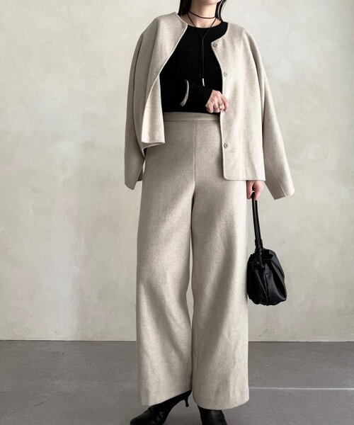 BEARDSLEY（ビアズリー）の「《15 quinze》ウールビーバーパンツ（その他パンツ・レディース・ベージュ/ブラック・FREE）」の8枚目の写真