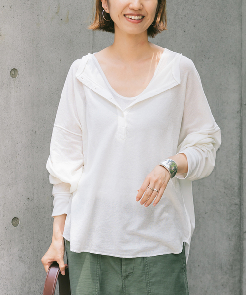 FRAMeWORK（フレームワーク）の「≪追加≫サーフニットヘンリーTee2（Tシャツ/カットソー・レディース・チャコールグレー/ホワイト/ブラウン・FREE）」の16枚目の写真