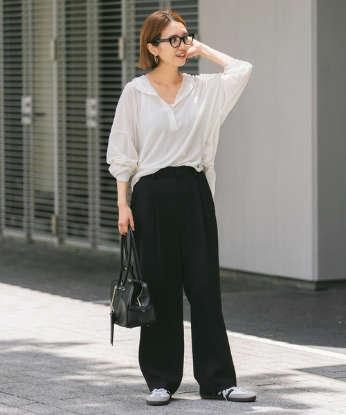 FRAMeWORK（フレームワーク）の「≪追加≫サーフニットヘンリーTee2（Tシャツ/カットソー・レディース・チャコールグレー/ホワイト/ブラウン・FREE）」の18枚目の写真