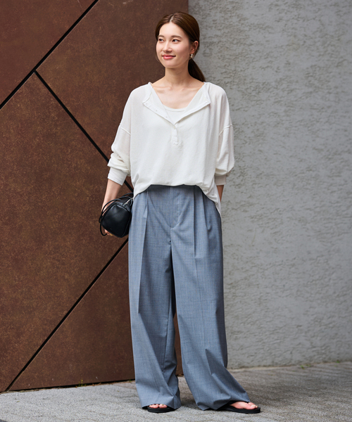 FRAMeWORK（フレームワーク）の「≪追加≫サーフニットヘンリーTee2（Tシャツ/カットソー・レディース・チャコールグレー/ホワイト/ブラウン・FREE）」の20枚目の写真