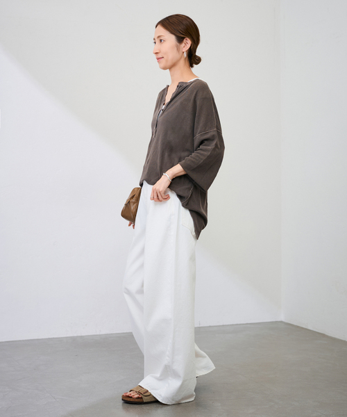 FRAMeWORK（フレームワーク）の「≪追加≫サーフニットヘンリーTee2（Tシャツ/カットソー・レディース・チャコールグレー/ホワイト/ブラウン・FREE）」の15枚目の写真