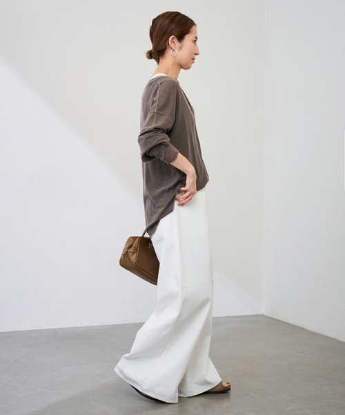 FRAMeWORK（フレームワーク）の「≪追加≫サーフニットヘンリーTee2（Tシャツ/カットソー・レディース・チャコールグレー/ホワイト/ブラウン・FREE）」の14枚目の写真