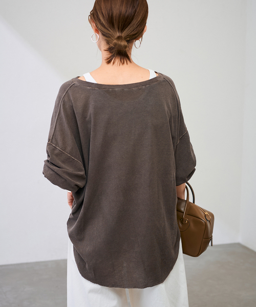 FRAMeWORK（フレームワーク）の「≪追加≫サーフニットヘンリーTee2（Tシャツ/カットソー・レディース・チャコールグレー/ホワイト/ブラウン・FREE）」の9枚目の写真