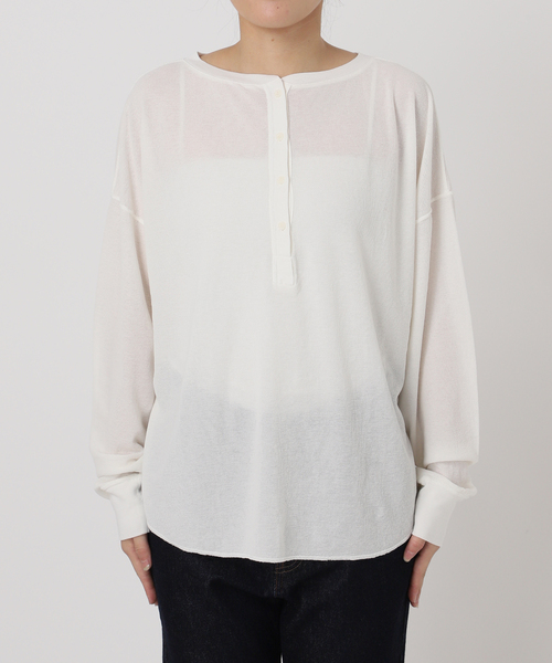 FRAMeWORK（フレームワーク）の「≪追加≫サーフニットヘンリーTee2（Tシャツ/カットソー・レディース・チャコールグレー/ホワイト/ブラウン・FREE）」の7枚目の写真